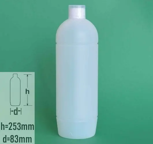 Sticla plastic 1 litru (1000ml) culoare semitransparent cu capac cu autosigilare alb si dozator suprapus